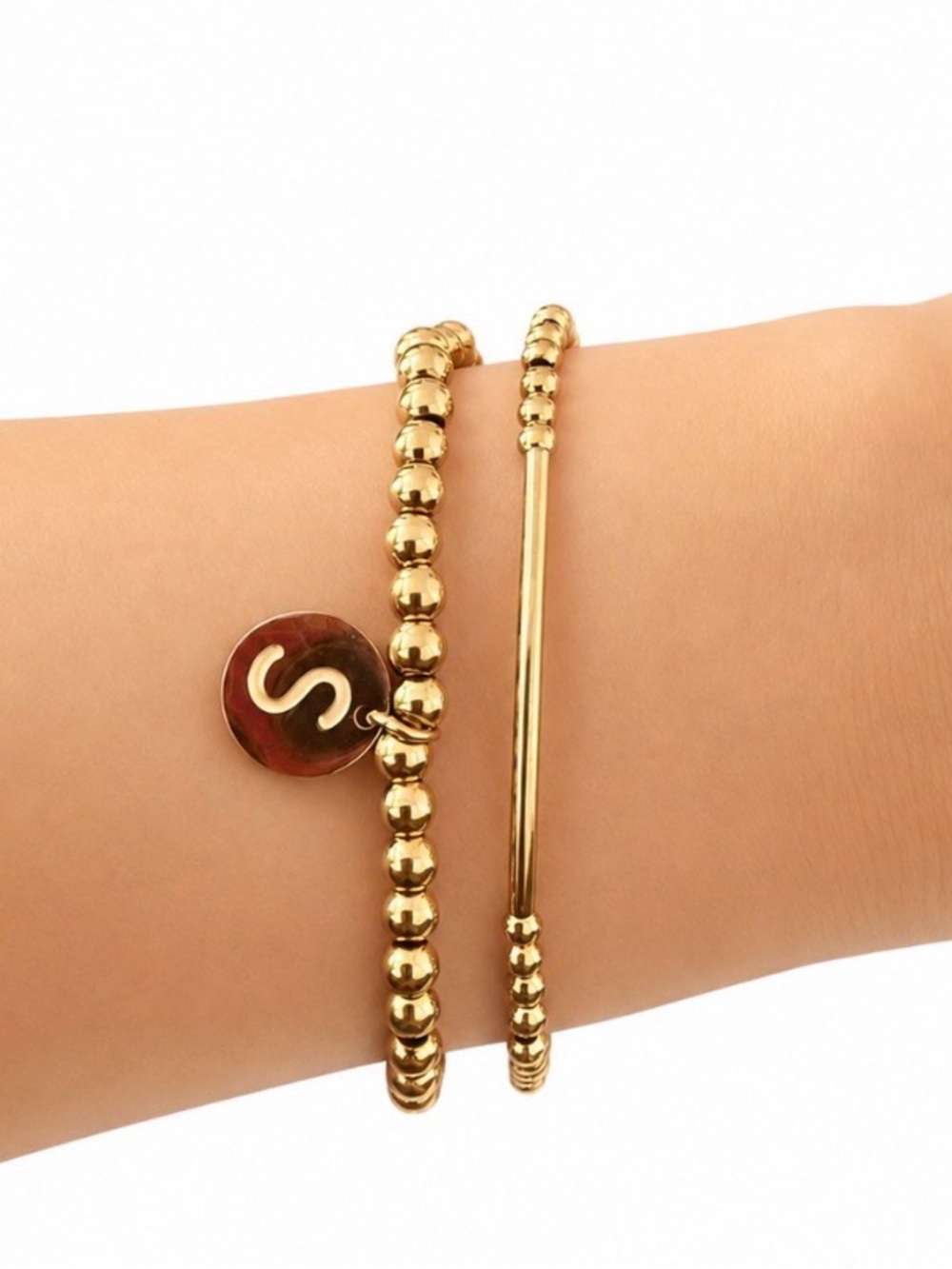 NWT Gold Initial 'S' Stretch Bracelet Duo - Women Jewelry
